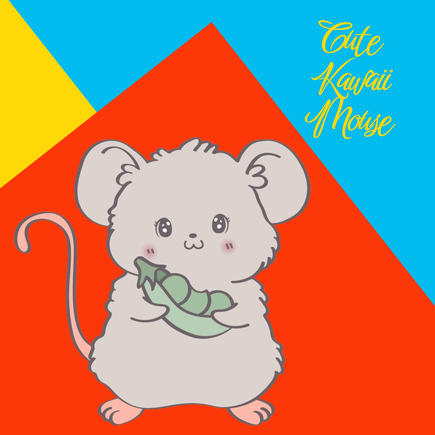 Cute Kawaii Mouse, Vector Rat Animal.