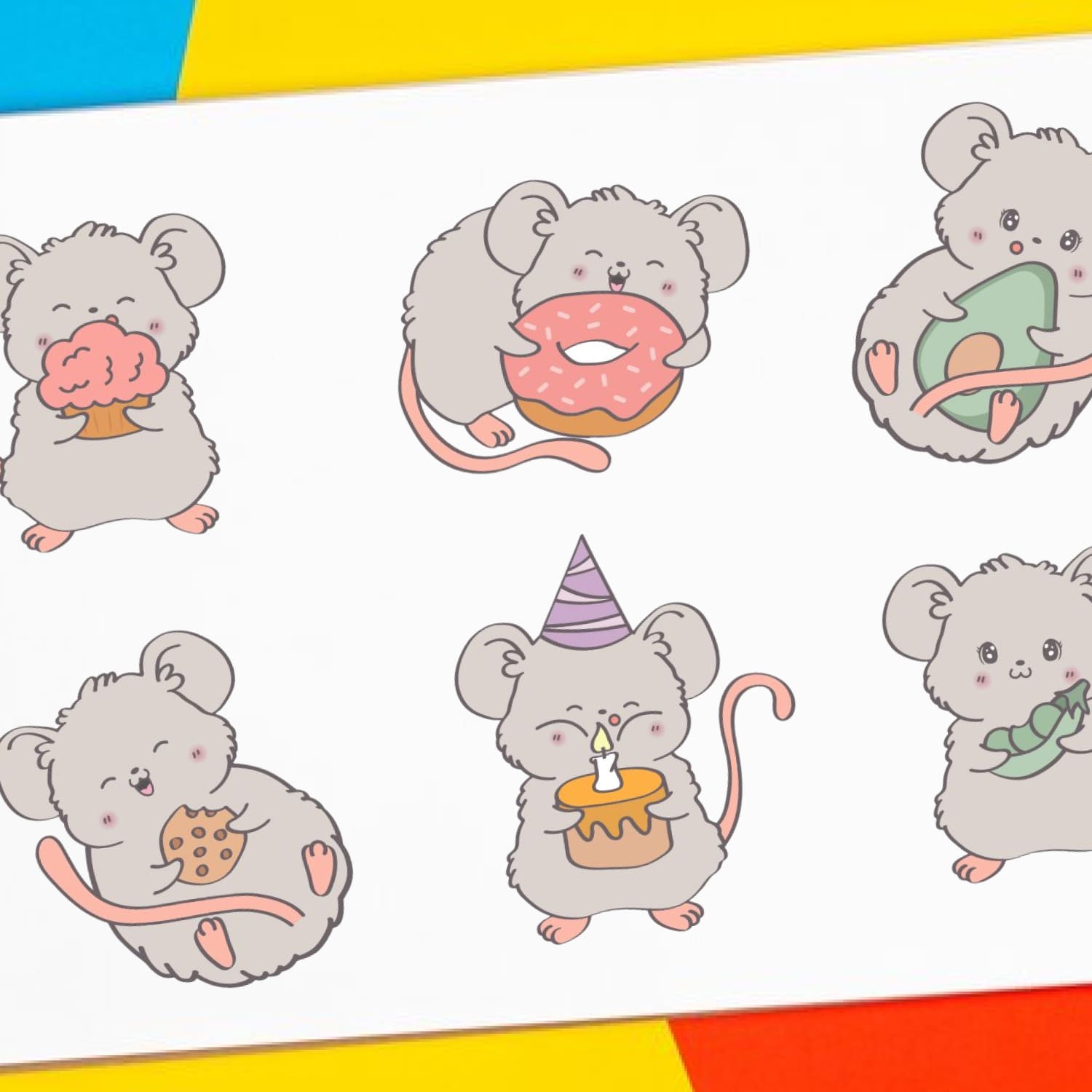 Cute Kawaii Mouse, Vector Rat Animal cover.