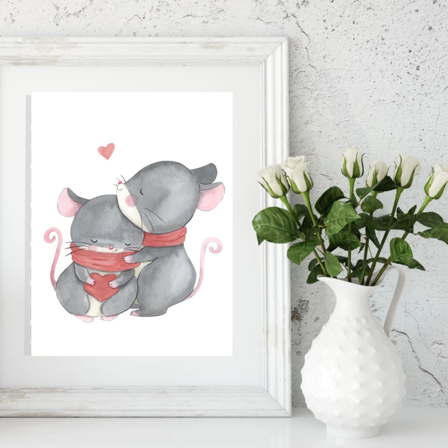 MOUSE clipart. Watercolor cute mice cover.