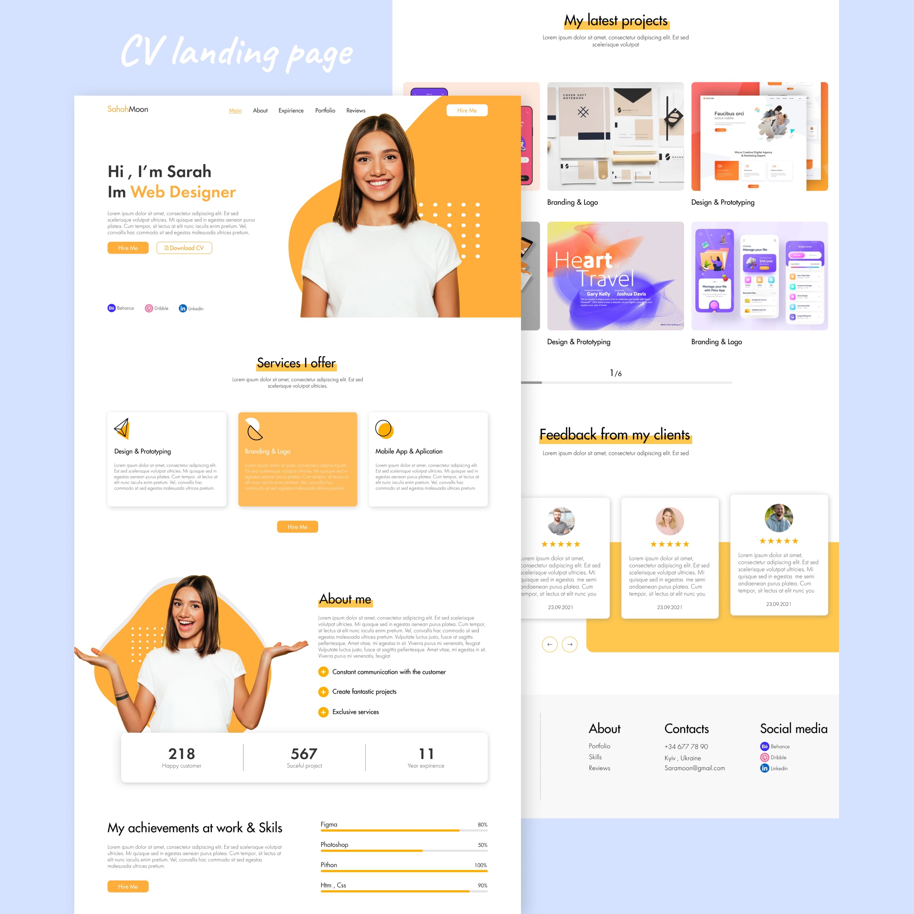 cv landing page template cover.