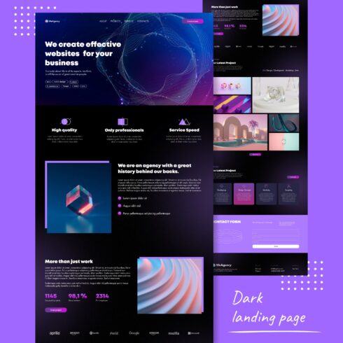 dark landing page template cover.