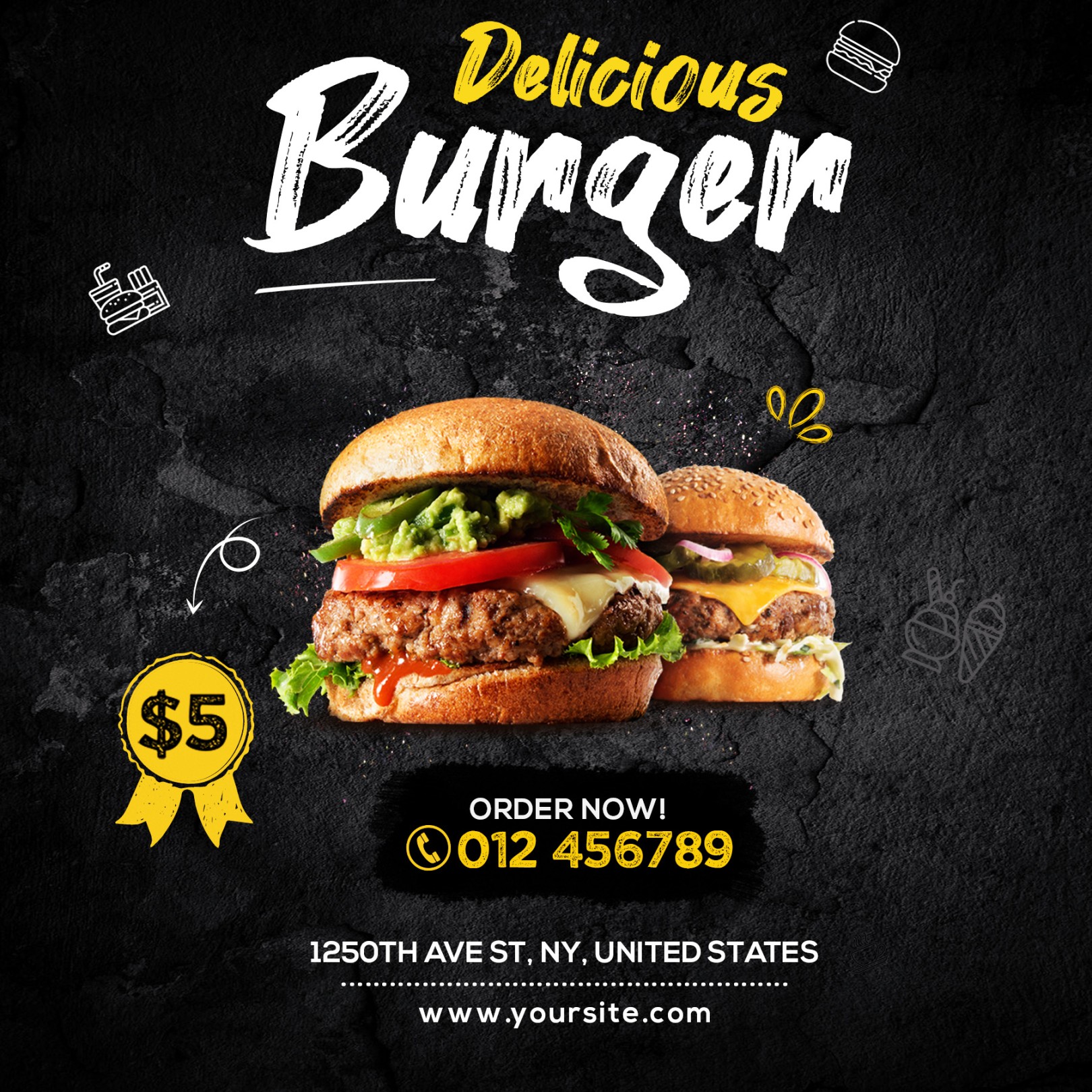 delicious burger instagram template.