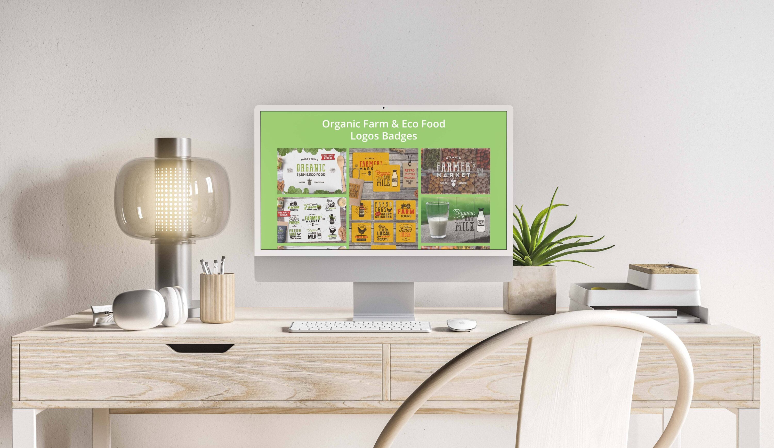 Organic Farm & Eco Food Logos Badges - desktop.