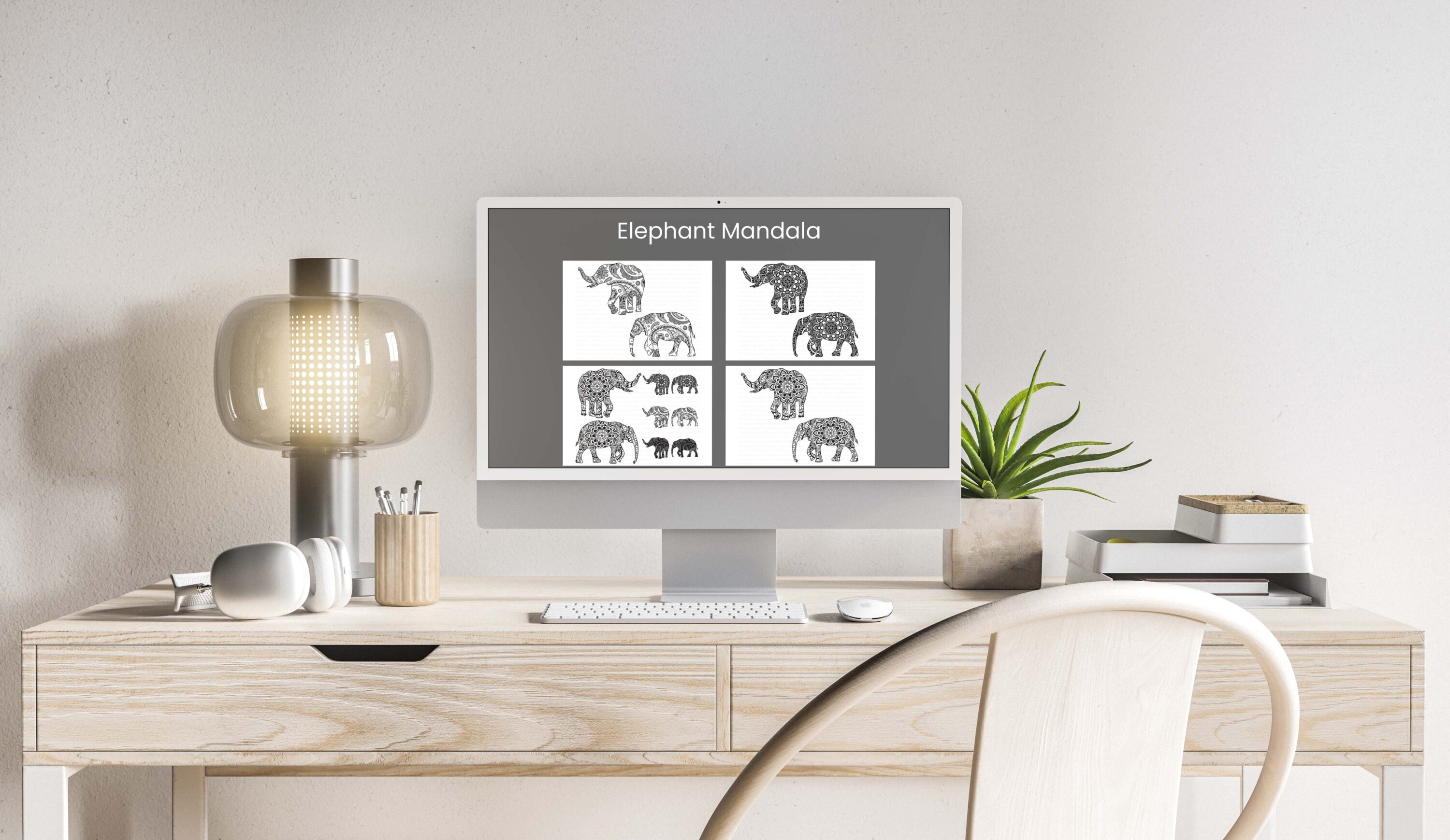 Elephant Mandala SVG desktop preview.