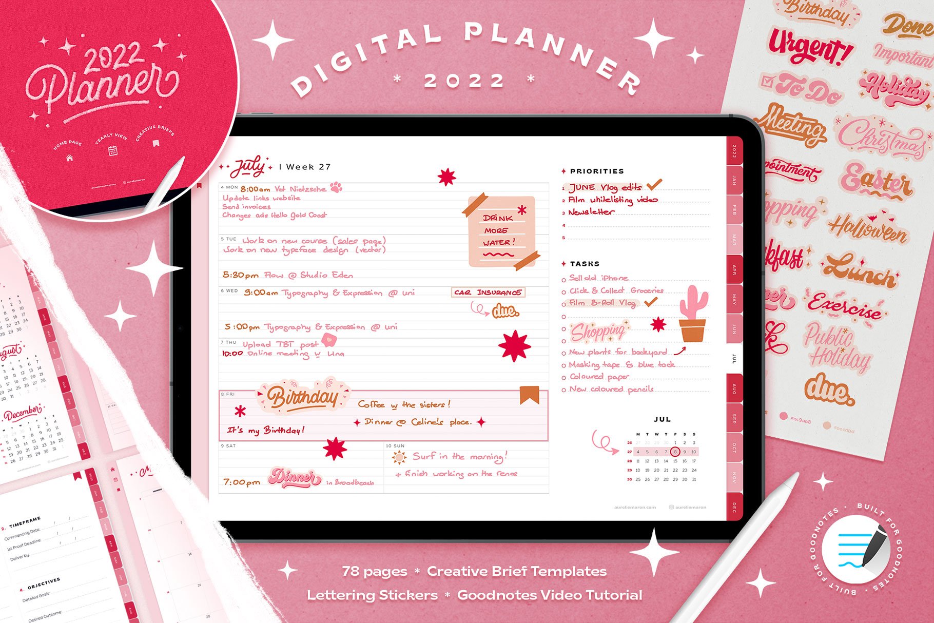 Girls planner with a lot of elements.