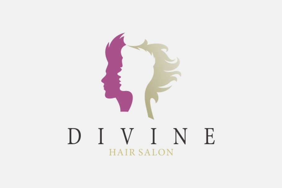 Divine Hair Salon Logo in purple&olive colors.