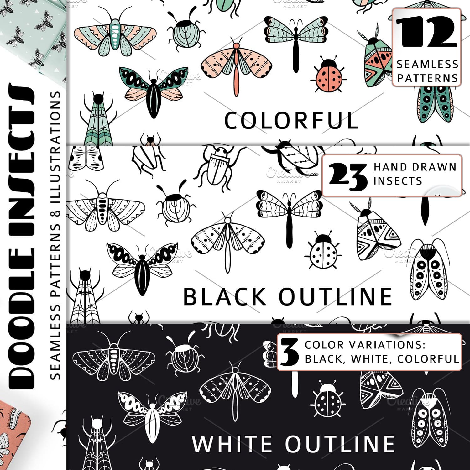 DOODLE INSECTS vector collection.