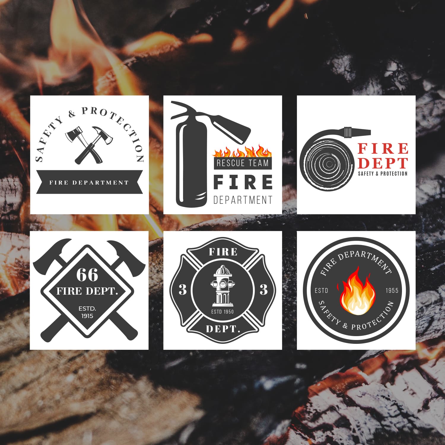 6 fire department logo templates cover.