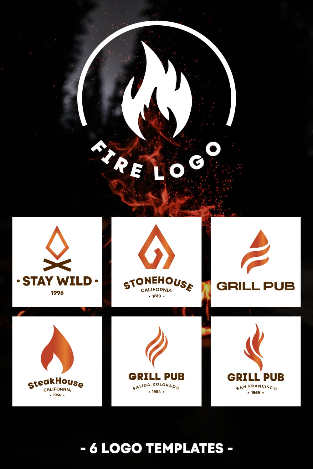 Dark, simple and understandable fire logos.