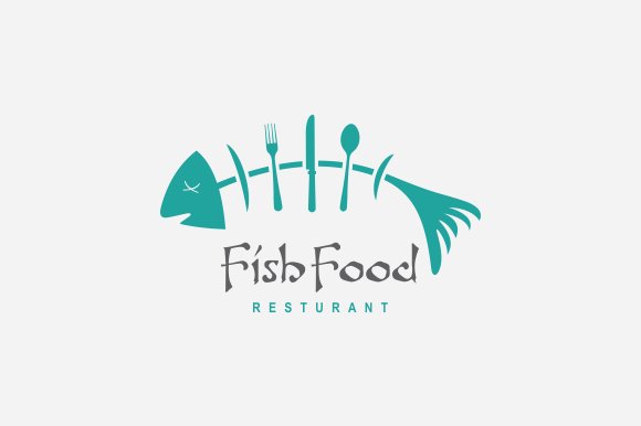 Green fish for stylish logo.