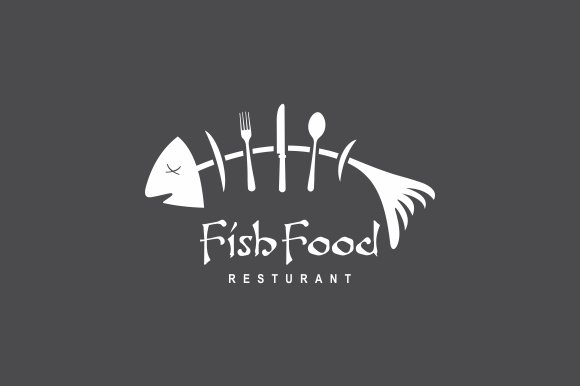 White fish logo on a black background.