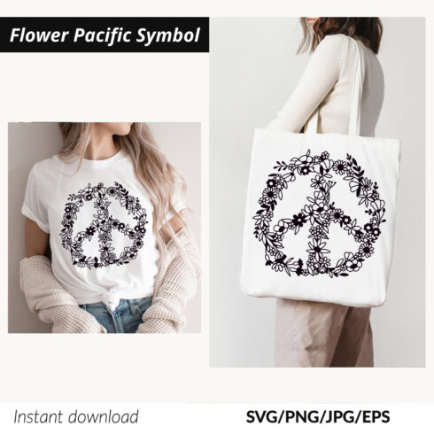 Wildflower Svg, Peace sign, Hippie svg main cover.