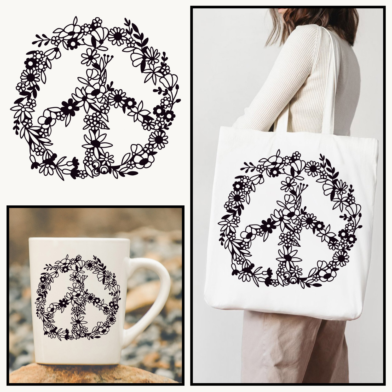 Wildflower Svg, Peace sign, Hippie svg cover image.