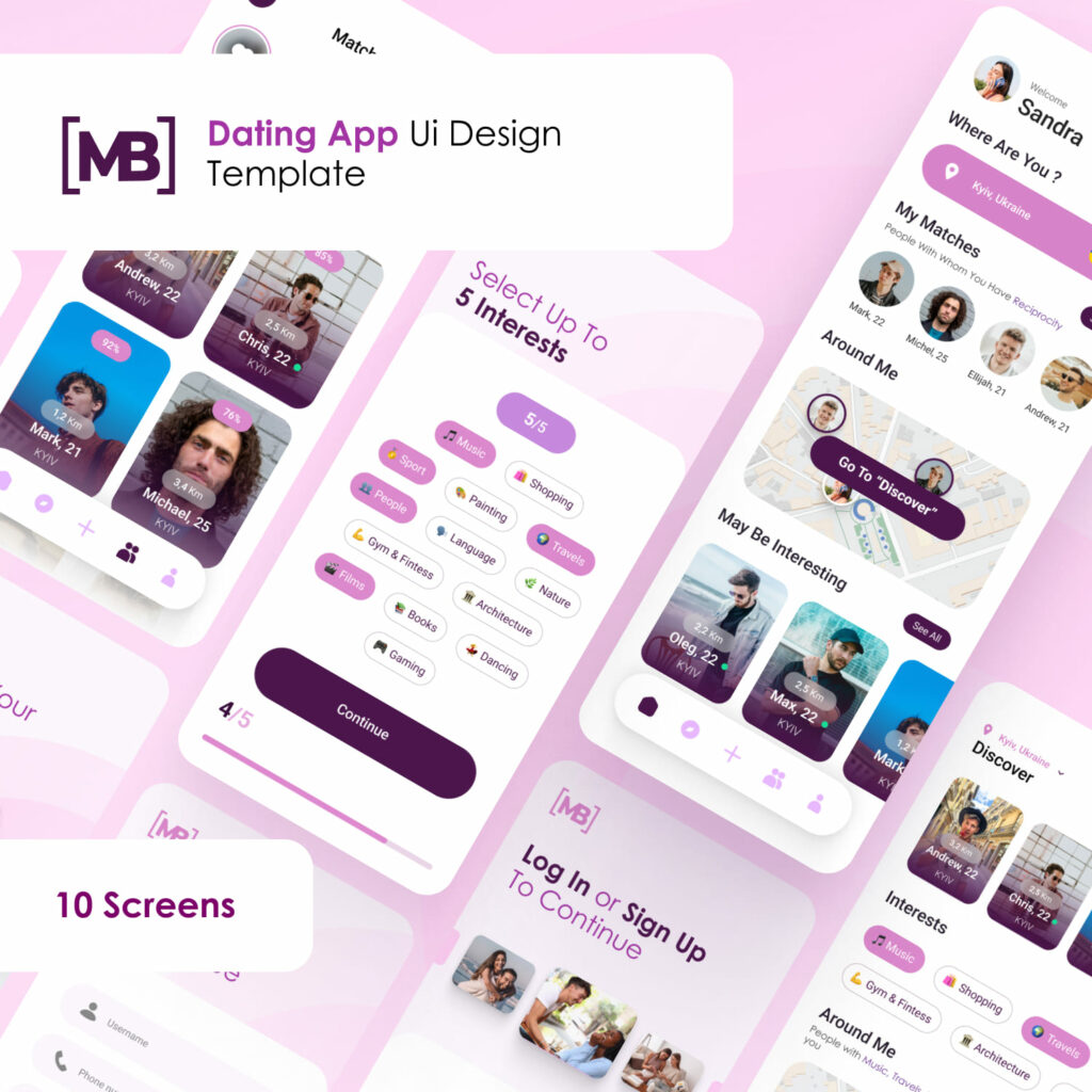 Dating App Ui Color Social and Dating App UI – MasterBundles