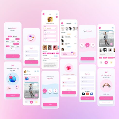 Girly Dating App UI Design Template – MasterBundles