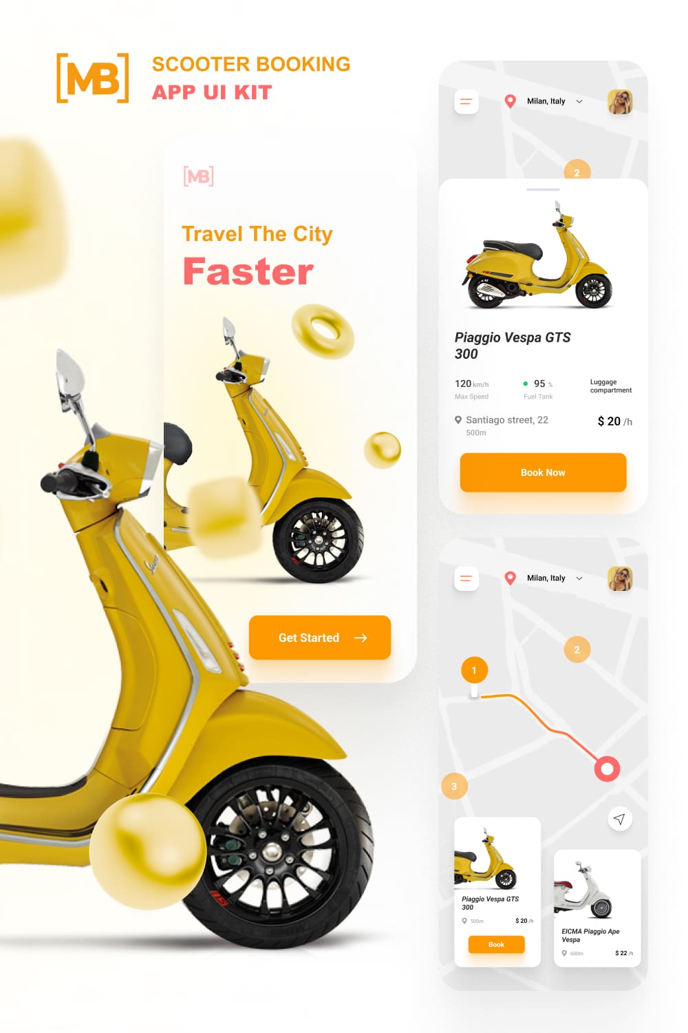 Yellow scooter for modern app.