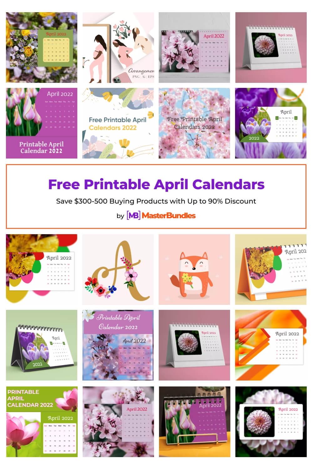 free printable april calendars pinterest image.