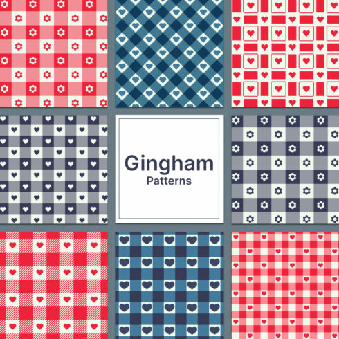 Pink & Grey Gingham Patterns.