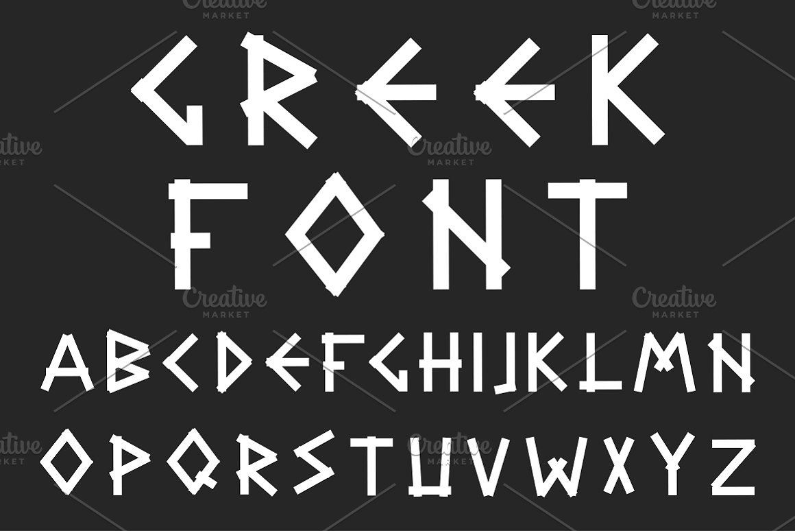 White greek font for different purposes.