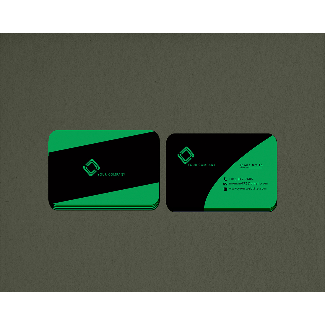 green dark business card
