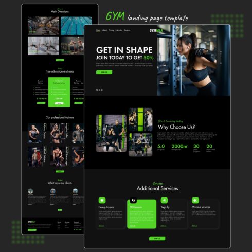 gym landing page template.