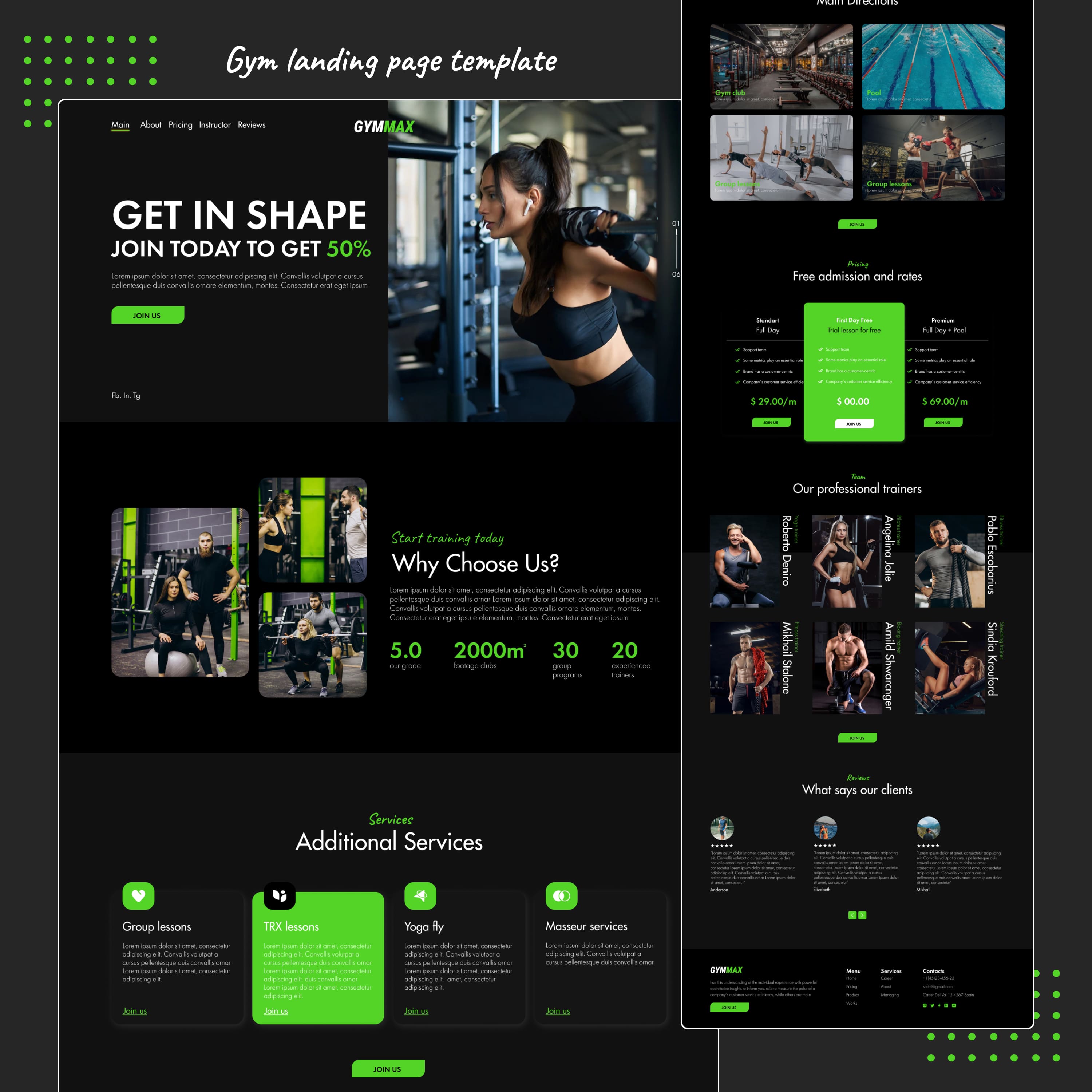 gym landing page template cover.