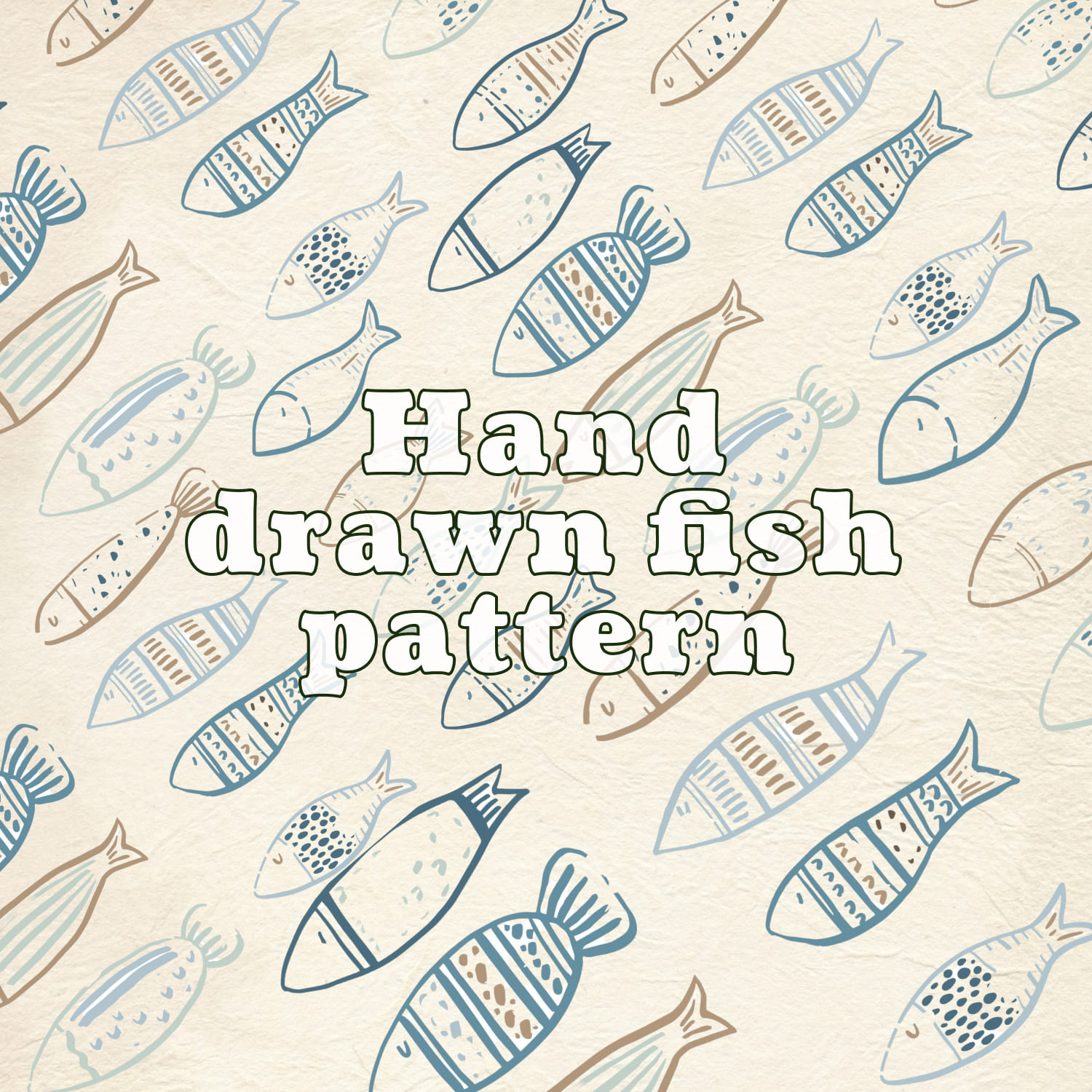 This set contains hand drawn fish pattern.