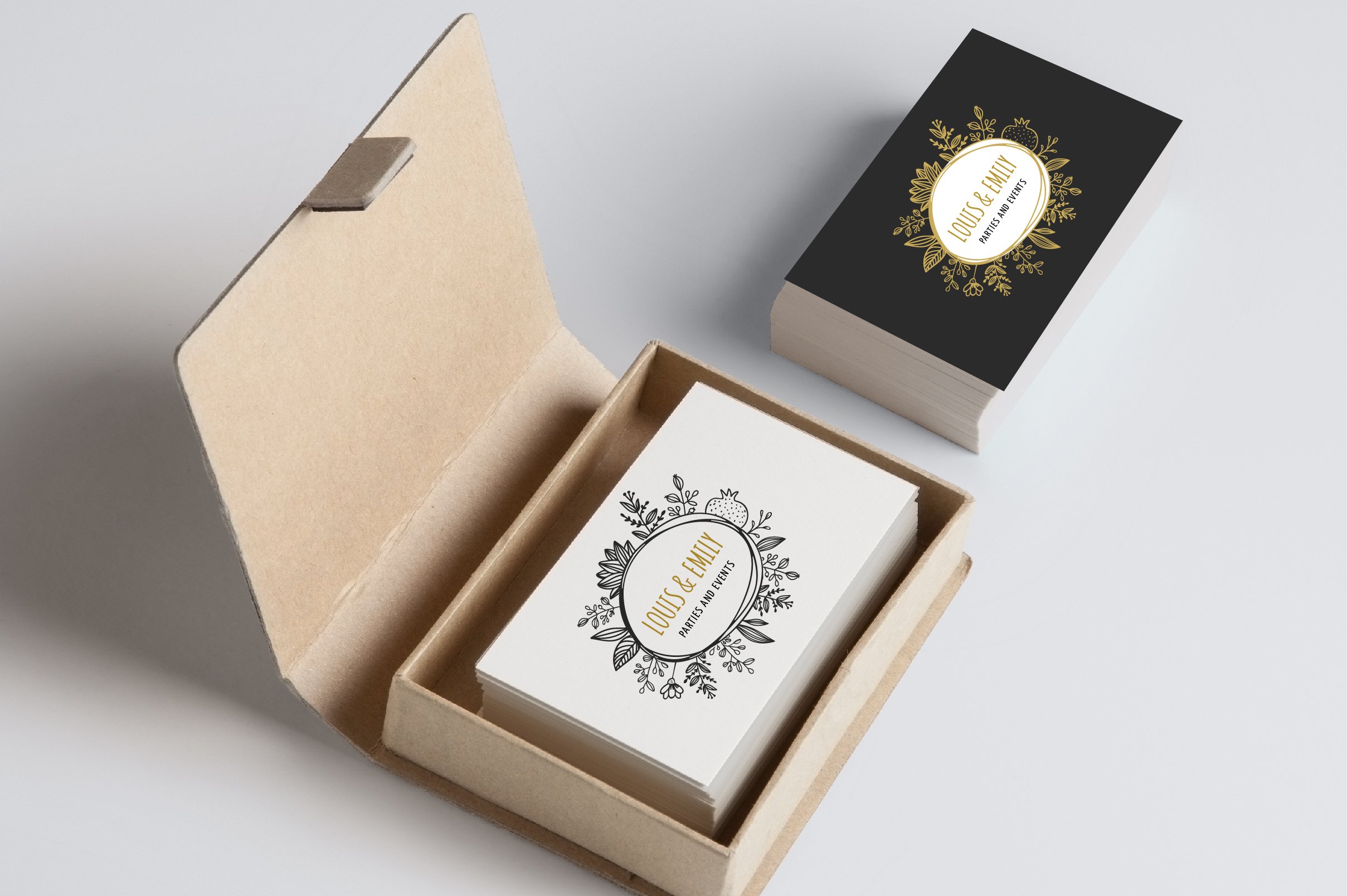Matte business cards with cool logos.