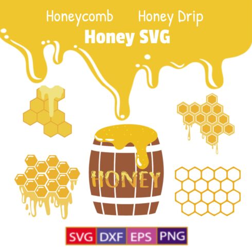 Honey dripping over a barrel of honey.