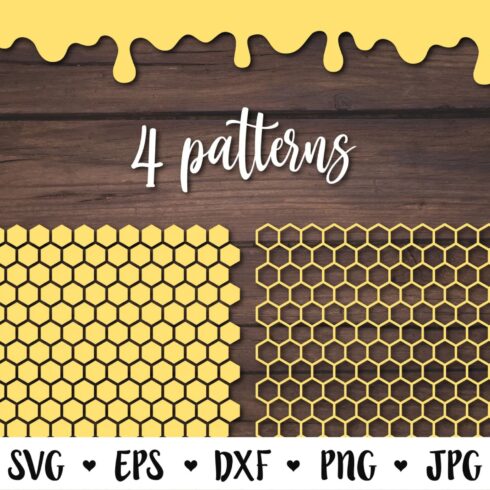 Four different patterns of honeycombs and honeycombs.