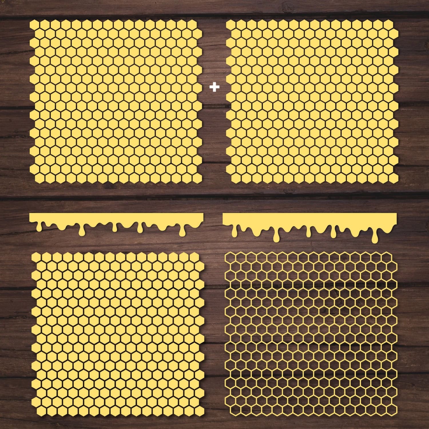 Honeycombs SVG Honey Drips svg cut files cover image.