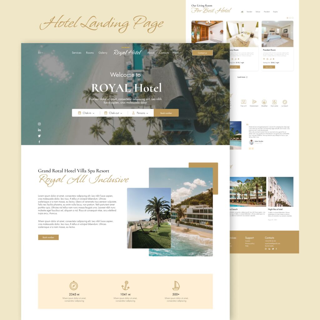 Clean Style Hotel Landing Page Template – MasterBundles