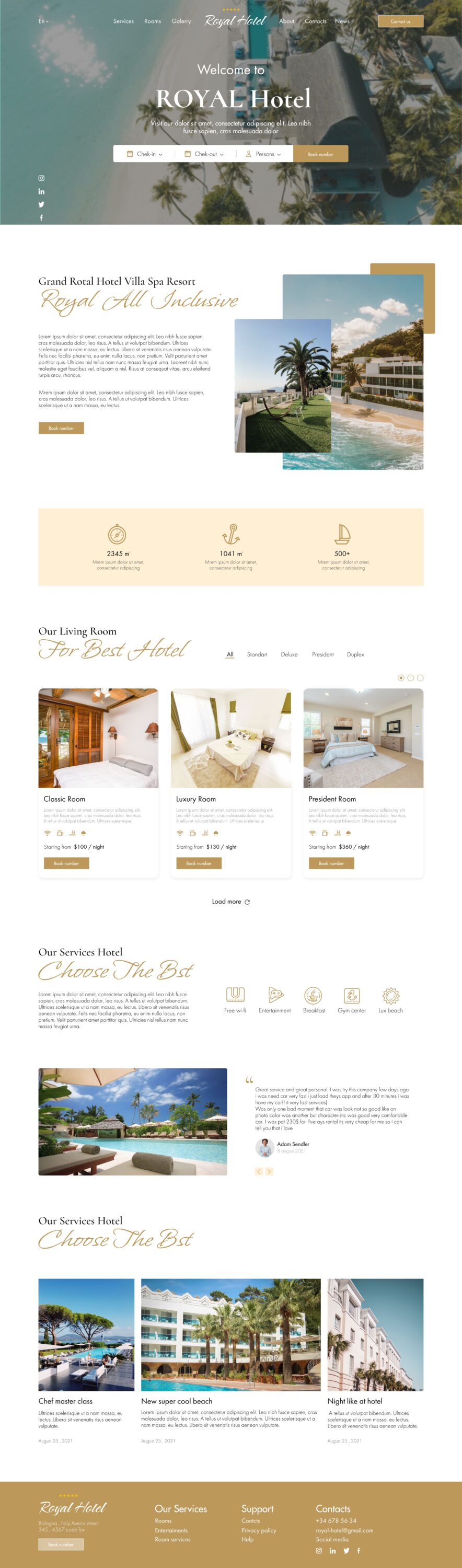 Light template for hotel page.