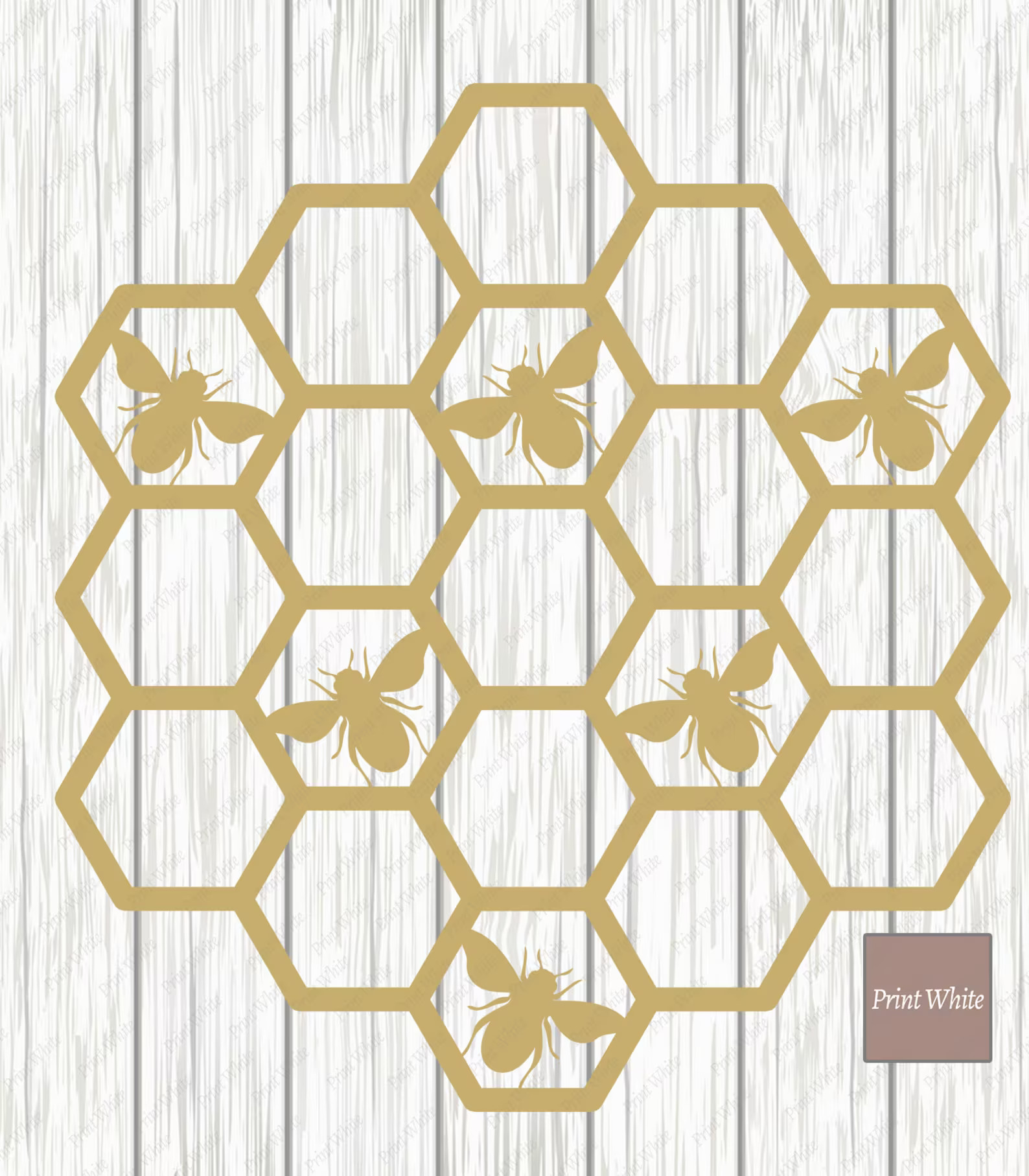 Honeycomb pattern with a bee on it.