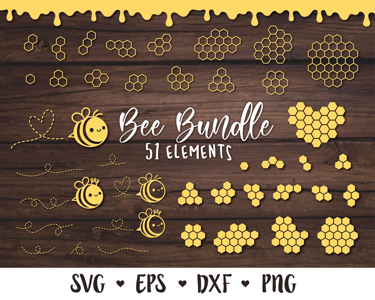 Bees and honeycombs svg bundle.