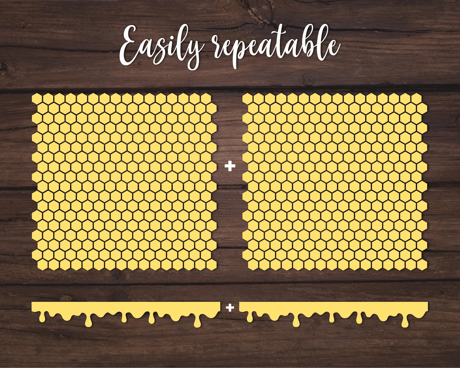 Wooden table topped with yellow honeycombs.