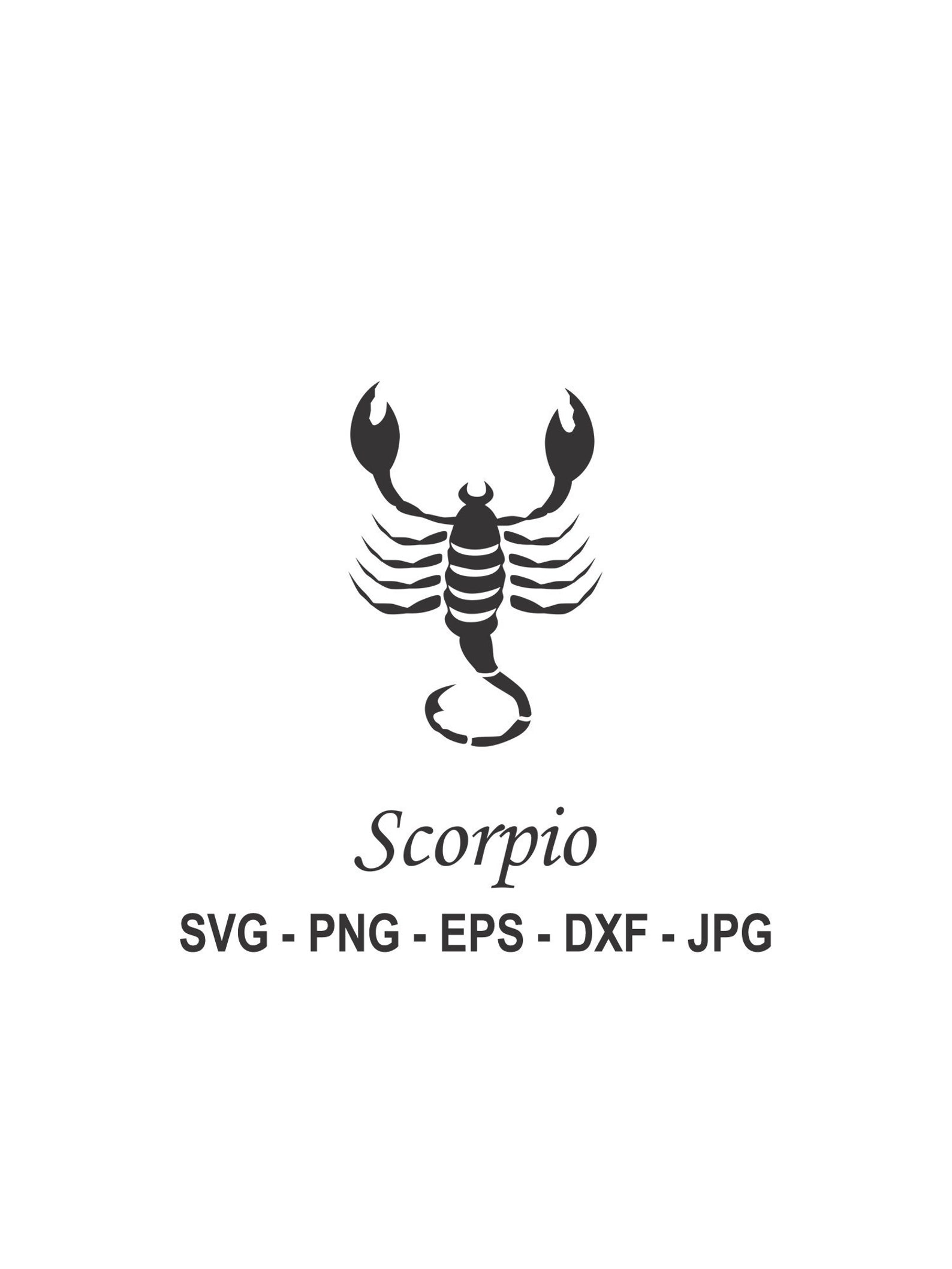 Black and white image of a scorpion on a white background.