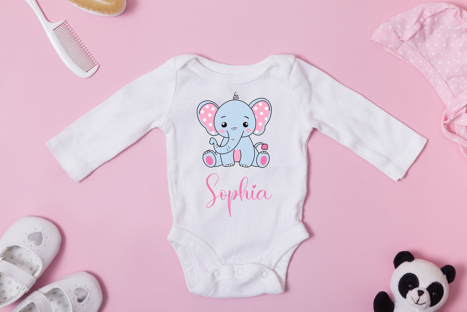 Cute girly design with little elephant.