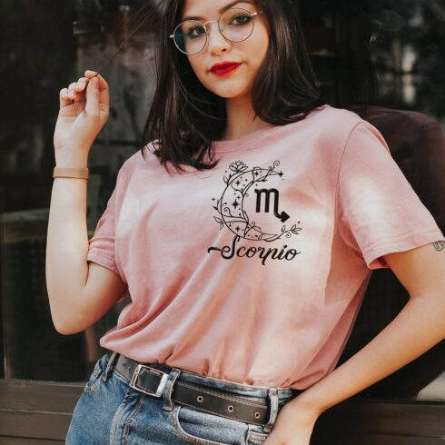 Pink beautiful scorpio logo for women t-shirt.