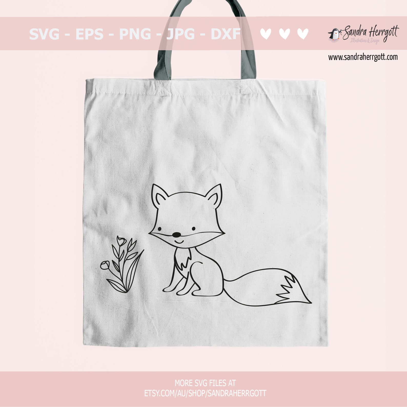 Bag designed with little fox.
