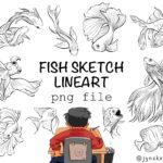 Full hand drawn fish illustration.