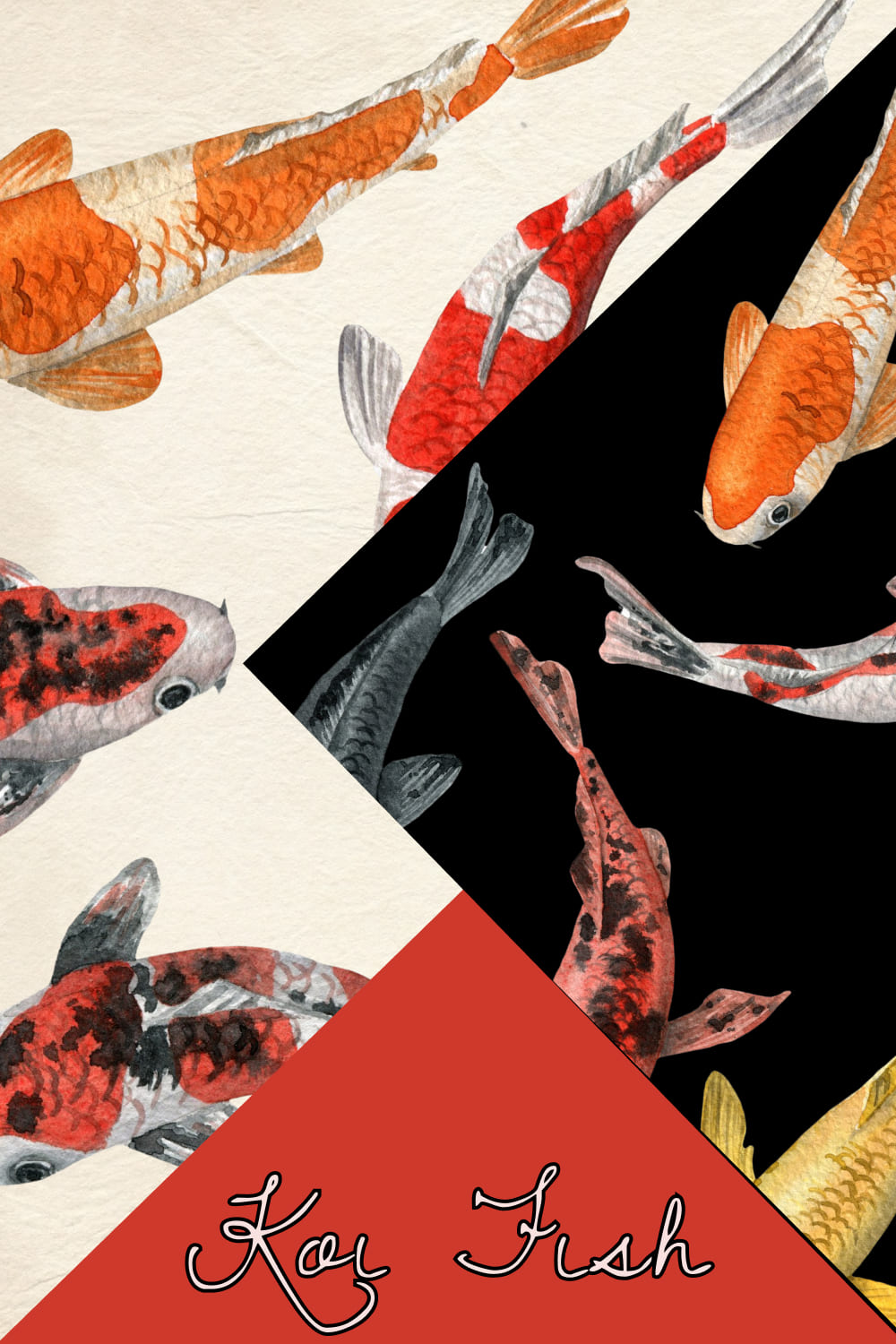 Watercolor Koi Fish Clipart Set - preview image.