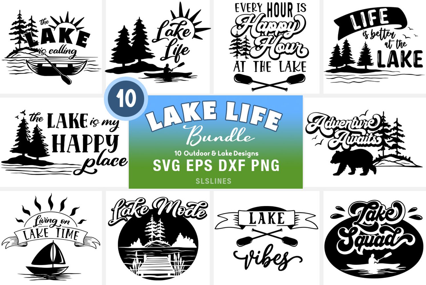 Cover image of Lake & Outdoors SVG Bundle.