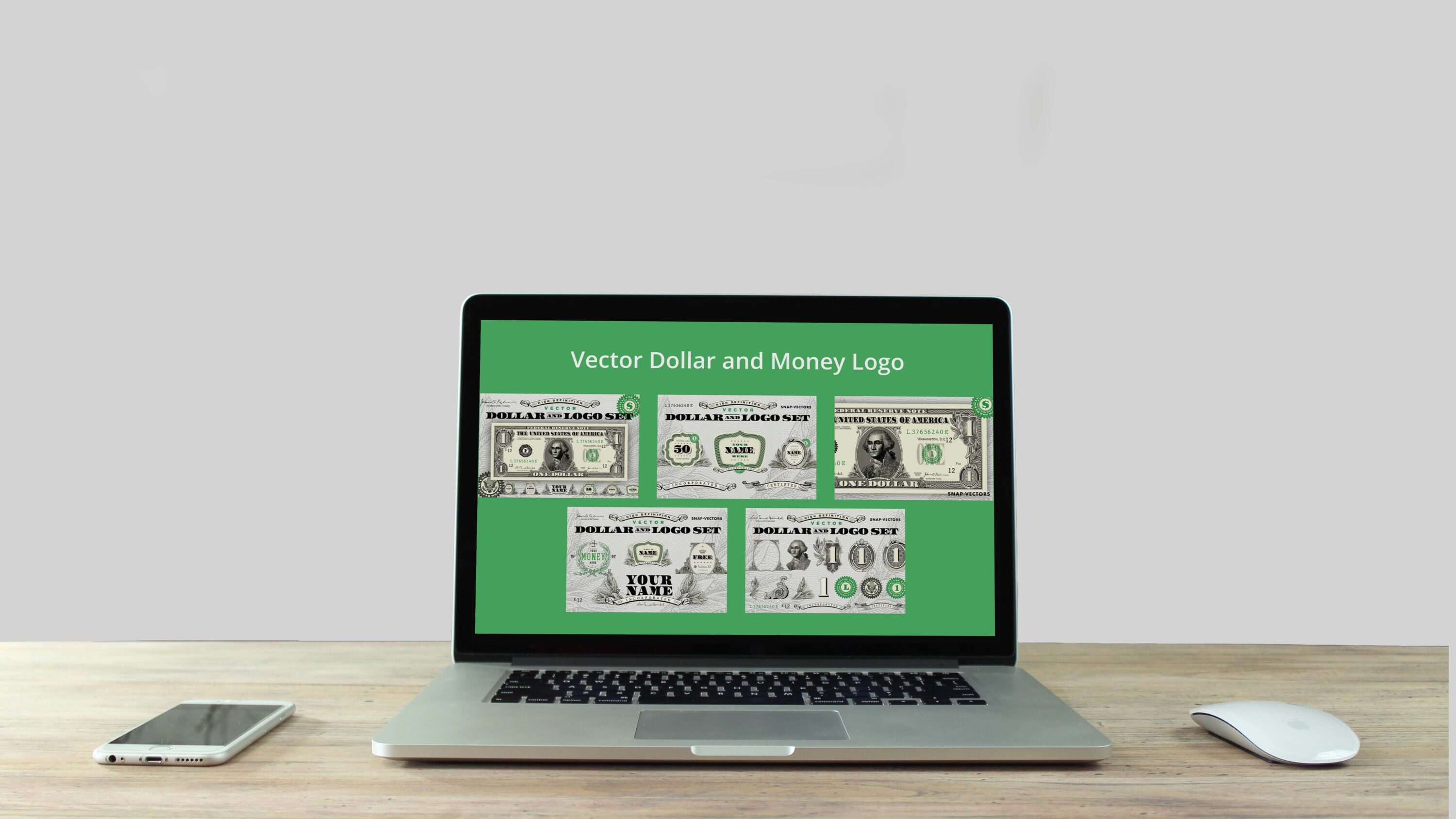 Vector Dollar and Money Logo Set - laptop.