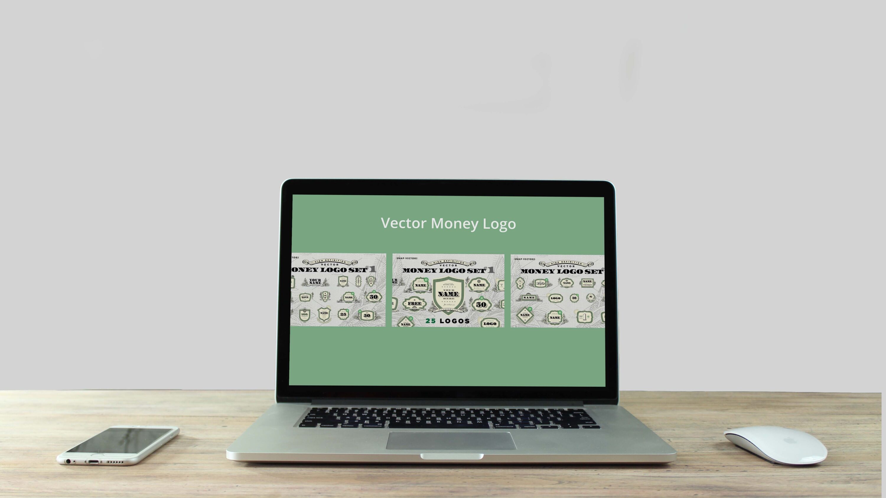 Vector Money Logo Set #1 - laptop.