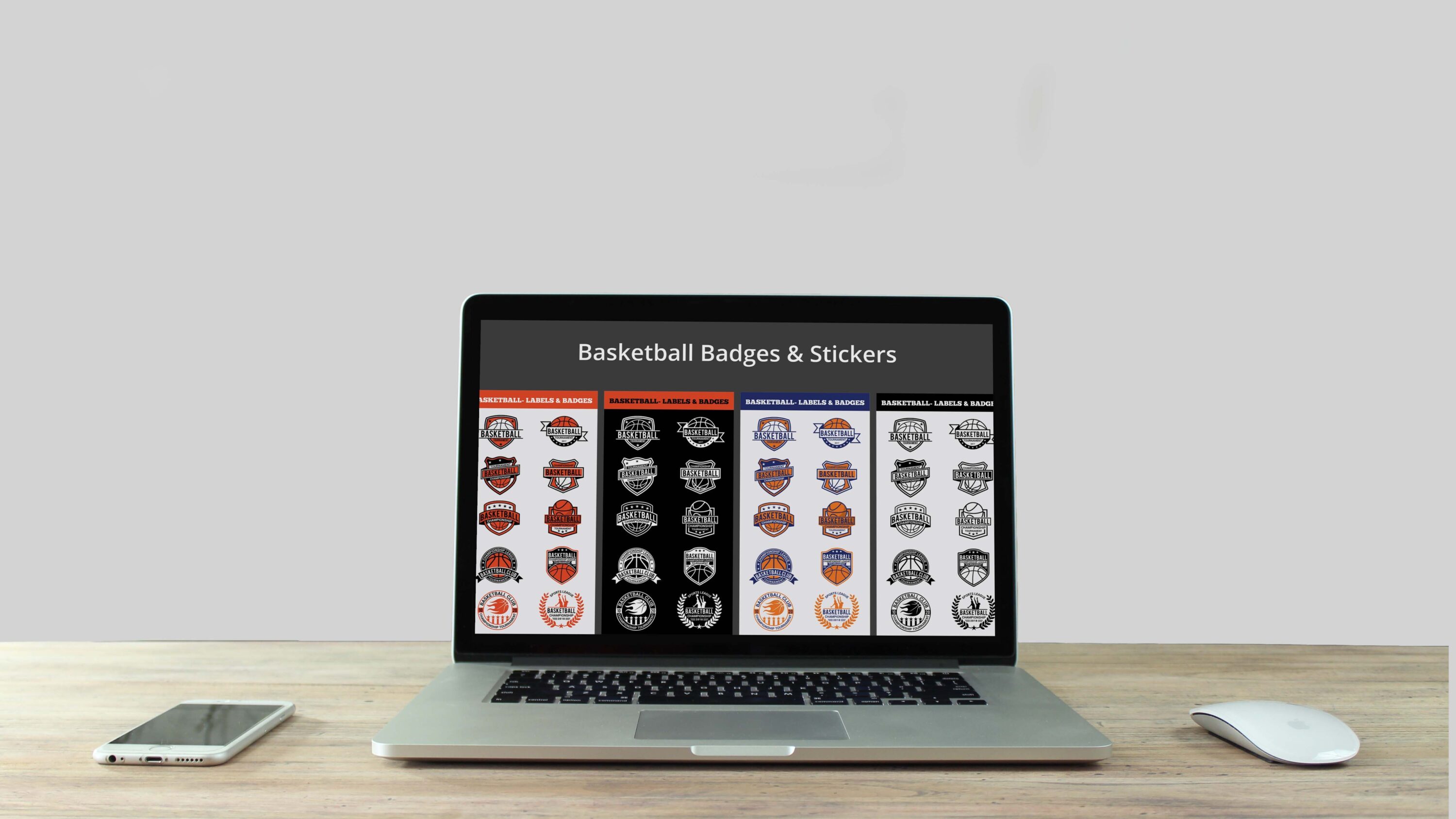 Basketball Badges & Stickers Vol2 - laptop.