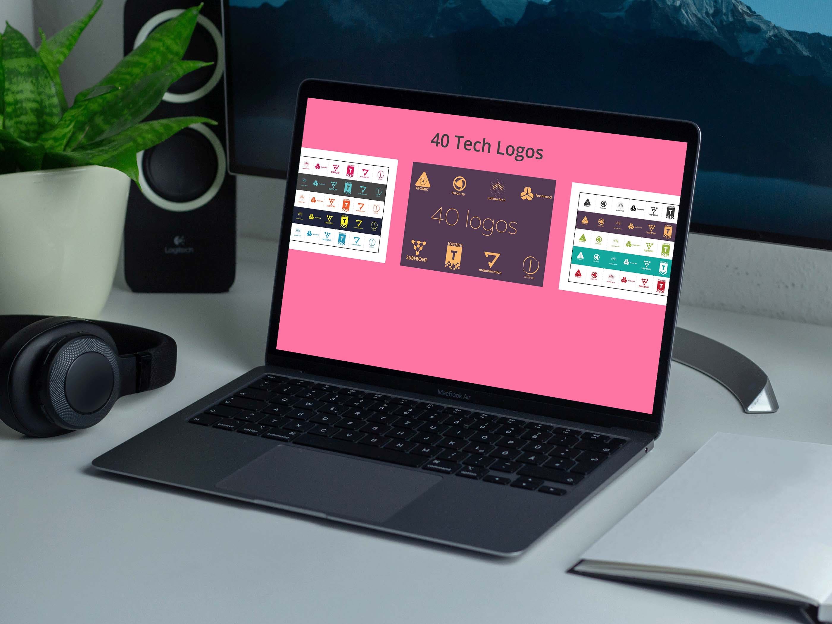 40 tech logos laptop preview.