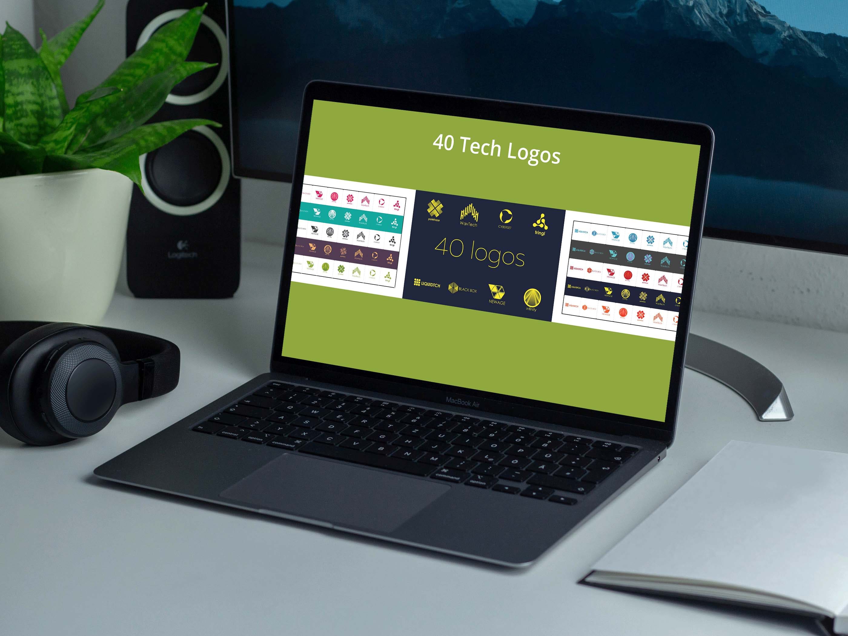 40 Tech Logos laptop preview.