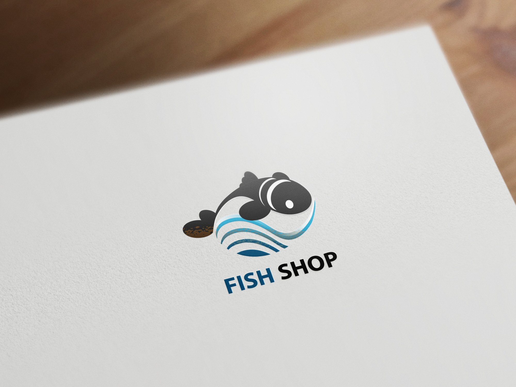 Green fish for stylish logo.