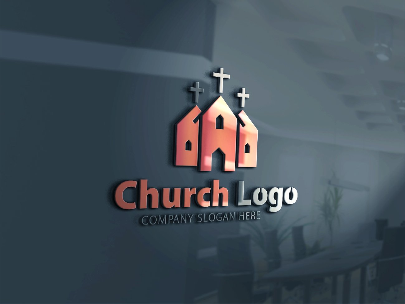 Grey background with church logo.